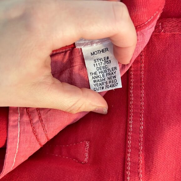 Mother The Hustler Ankle Fray Jeans Size 28 Never A Dull Moment New Years Red - Picture 13 of 14